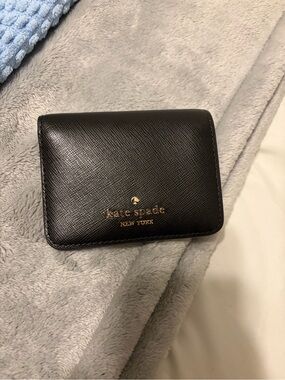 kate spade Black Saffiano Leather Bifold Wallet with Gold Logo